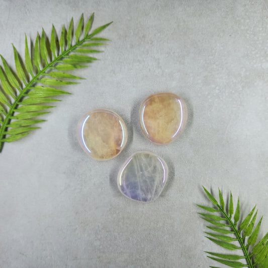 Aura Rose Quartz Flat Tumble