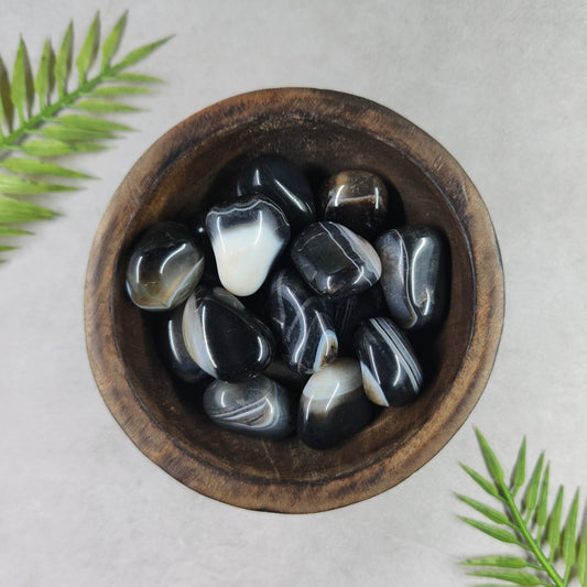 Black Striped Agate Tumble