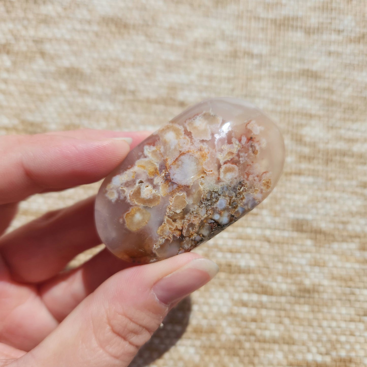 Flower Agate Palm Stone