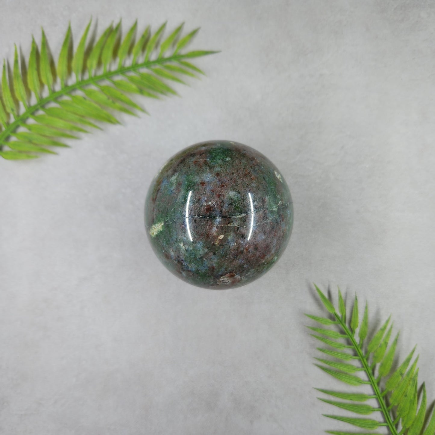 Fuchsite and Garnet Sphere 490g
