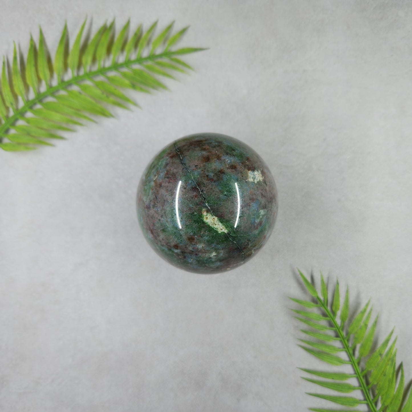 Fuchsite and Garnet Sphere 490g