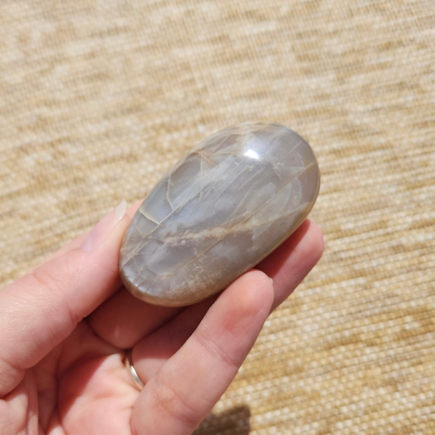 Peach Moonstone Palm Stone 66g