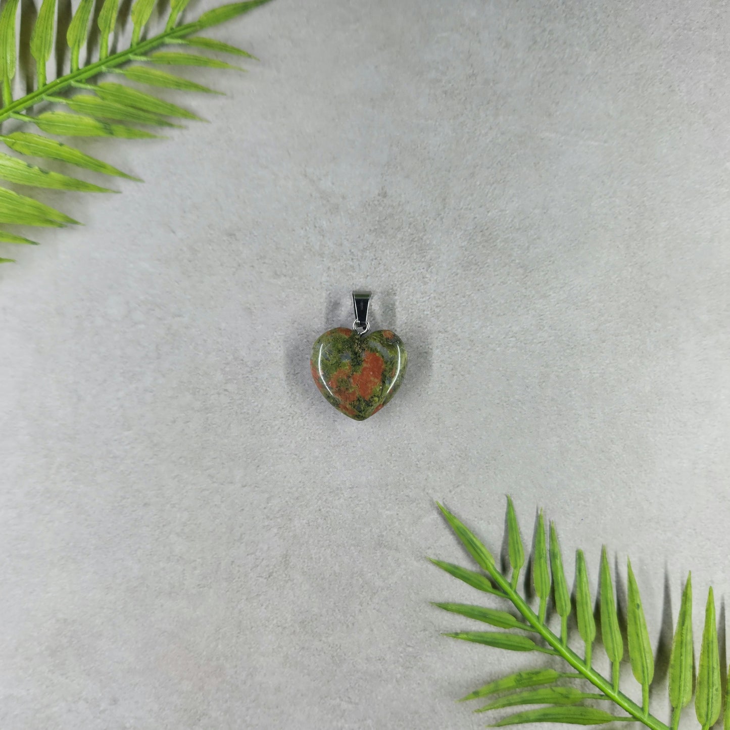 Unakite Heart Pendant