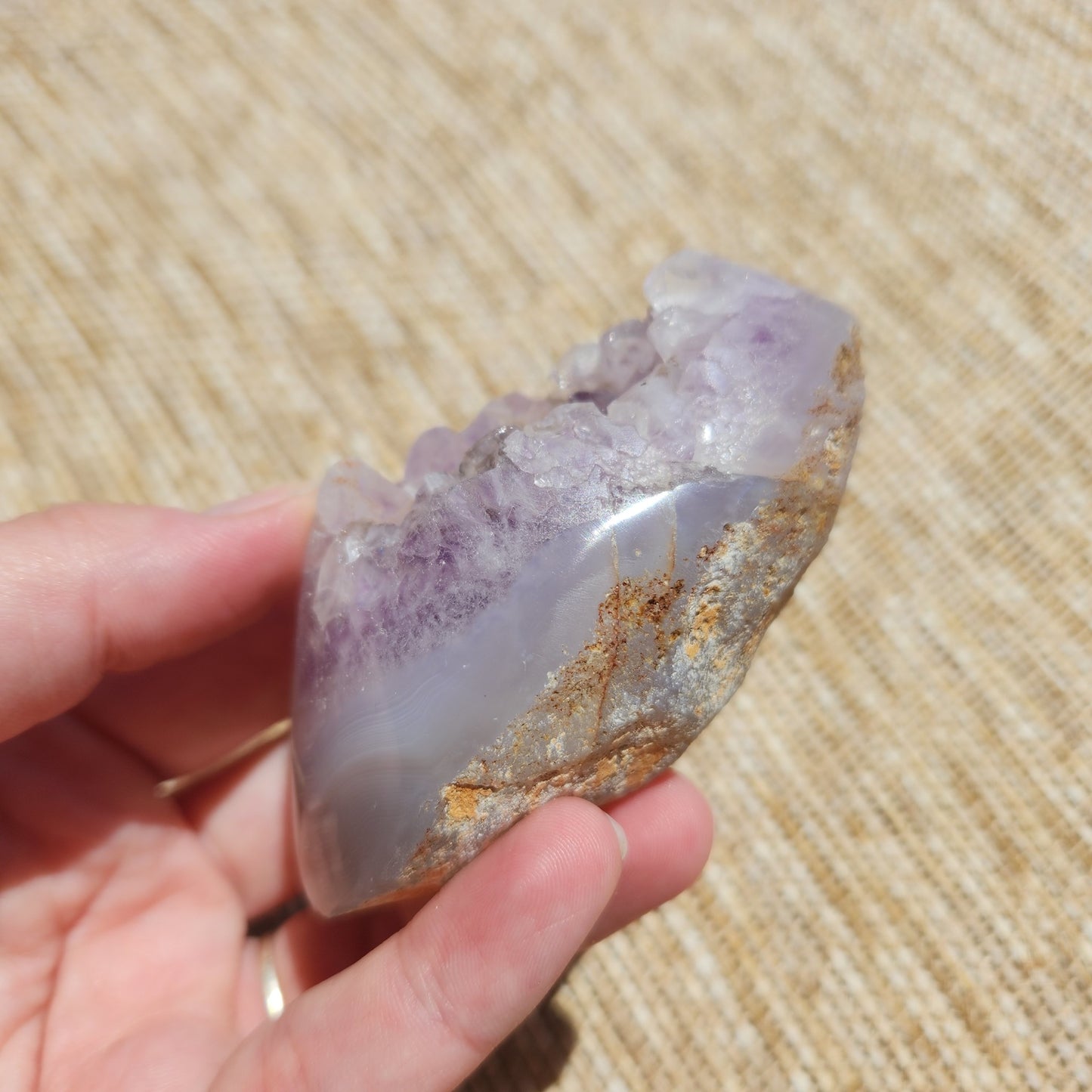 Orca Agate and Amethyst Polished Geode 199g