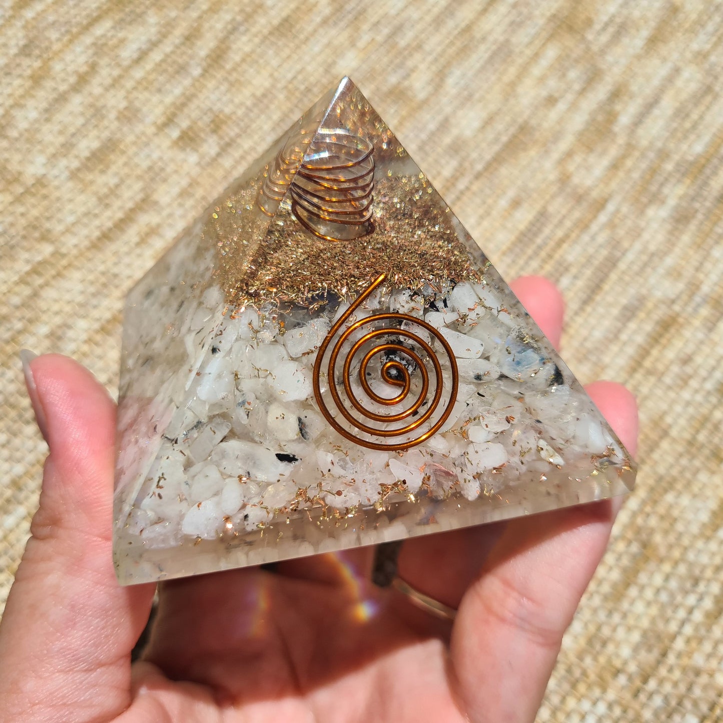 Orgonite Pyramid - Rainbow Moonstone