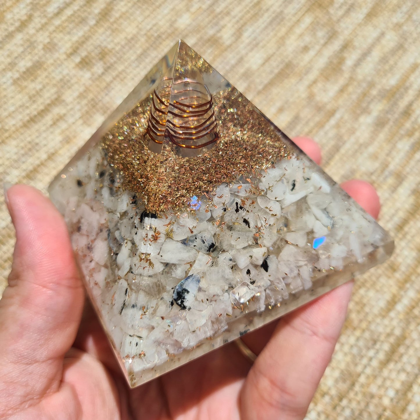 Orgonite Pyramid - Rainbow Moonstone