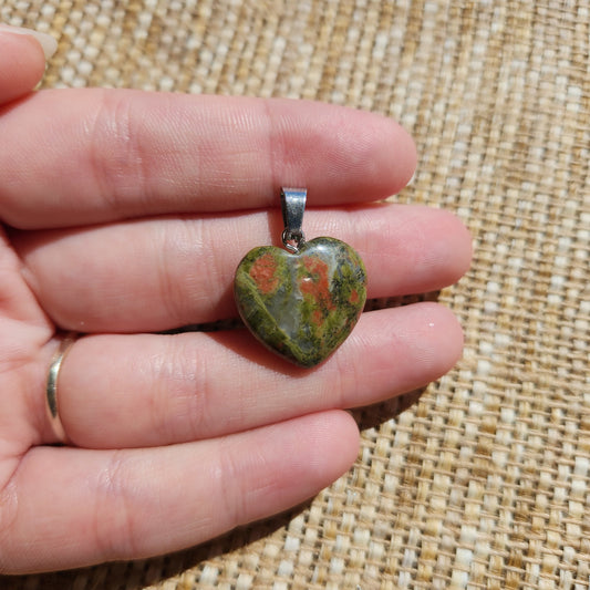 Unakite Heart Pendant