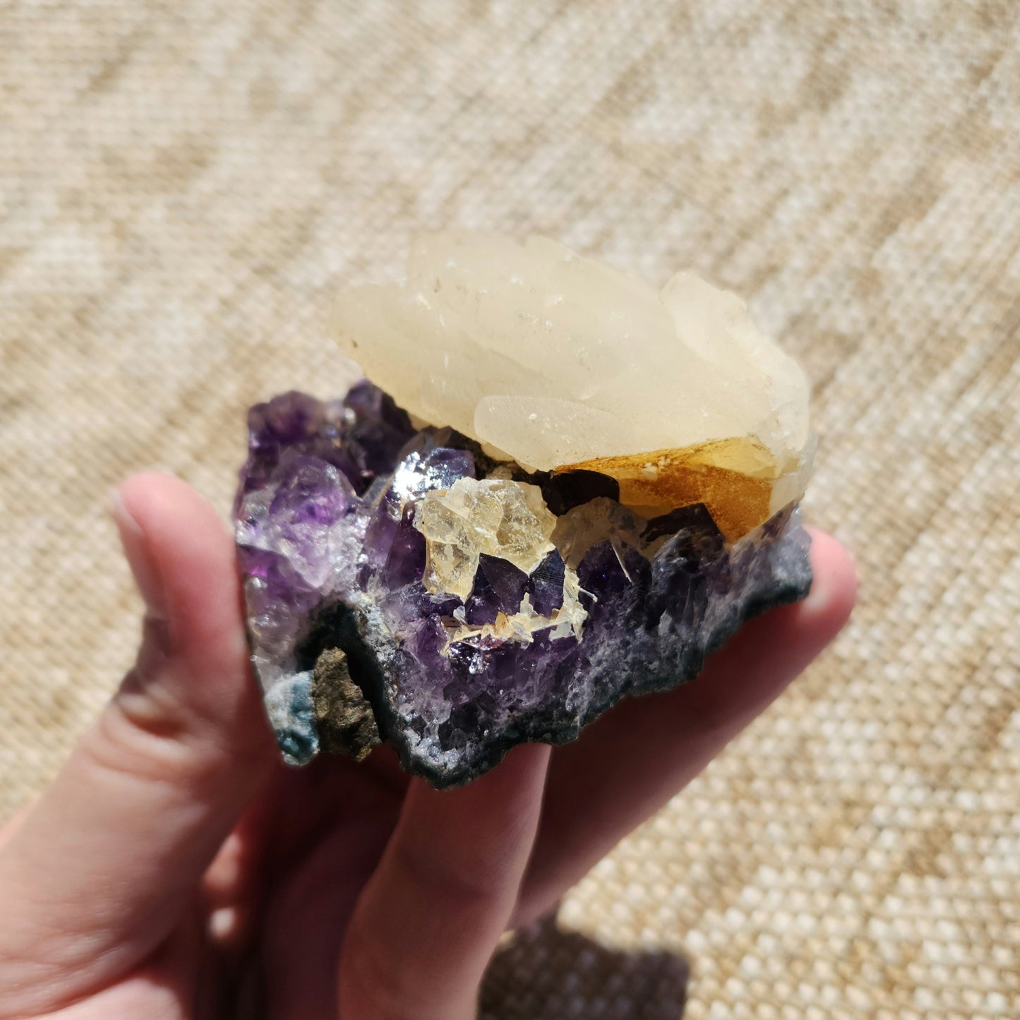 Amethyst with Calcite Cluster 165g