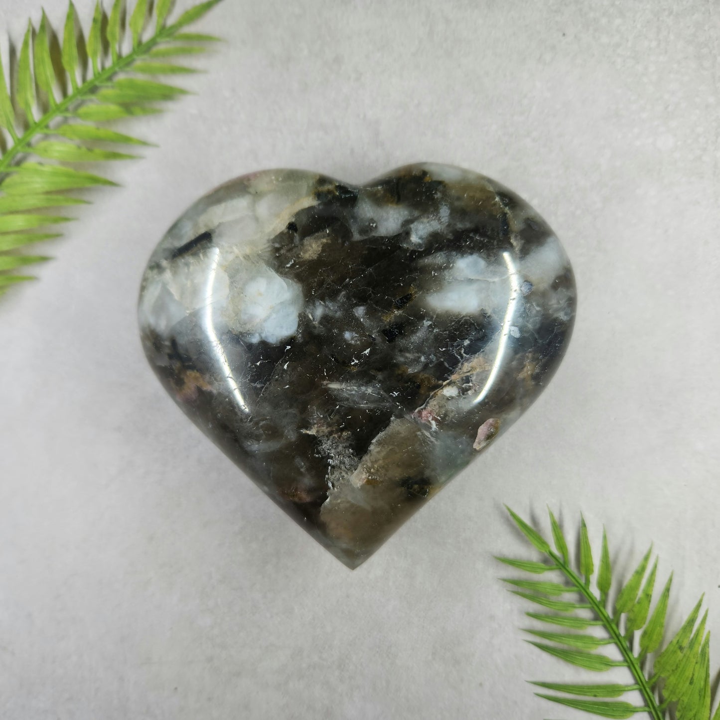 Aquamarine, Black Tourmaline, Lepidolite and Smoky Quartz Heart 669g