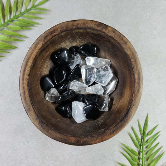 Clear Quartz and Black Obsidian Mini Tumbles 50g