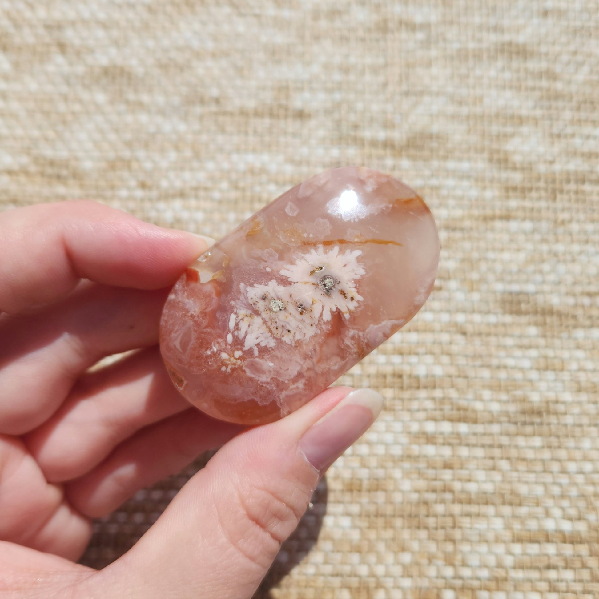 Flower Agate Palm Stone