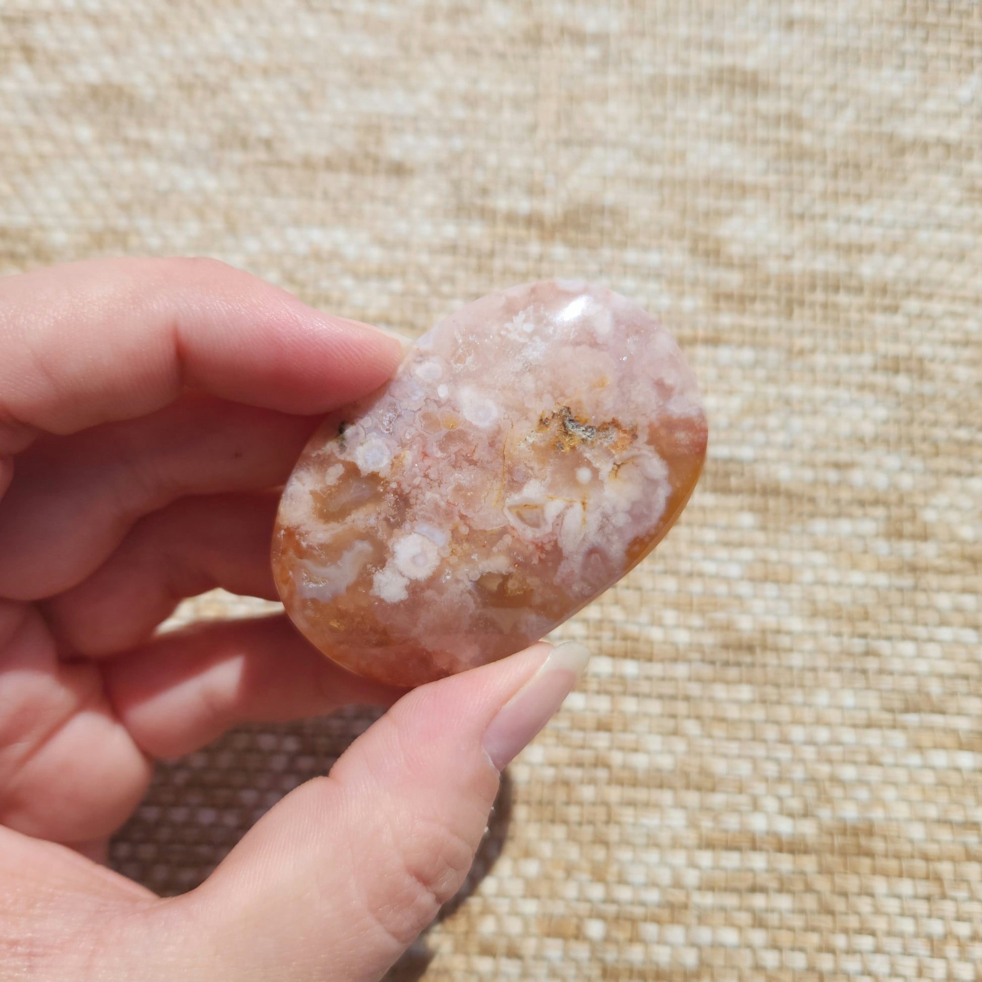 Flower Agate Palm Stone