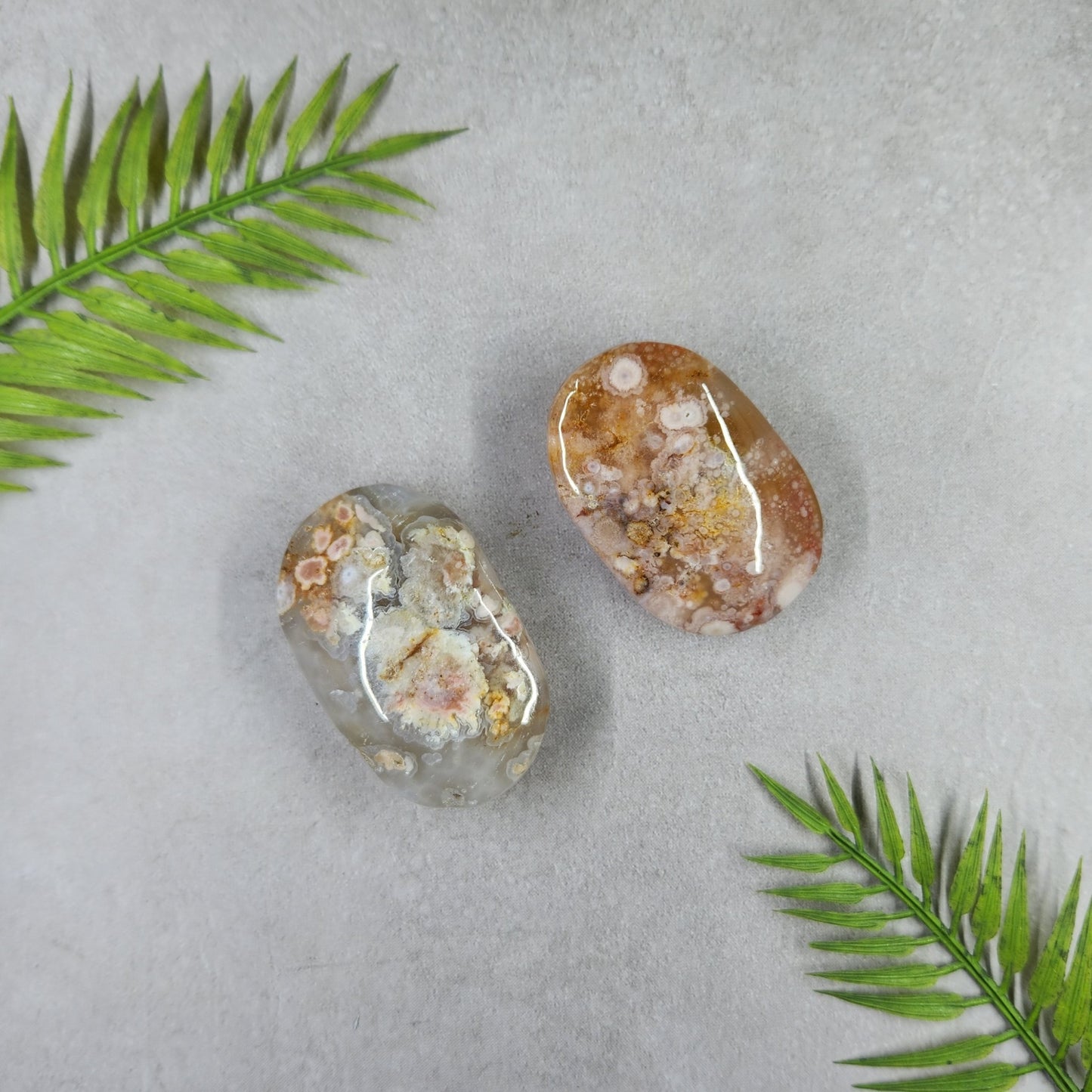 Flower Agate Palm Stone