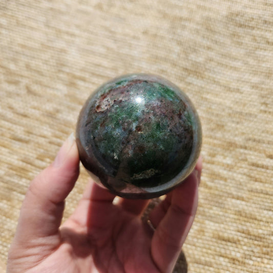 Fuchsite and Garnet Sphere 490g