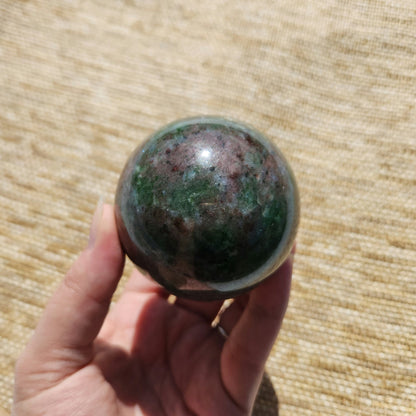 Fuchsite and Garnet Sphere 490g