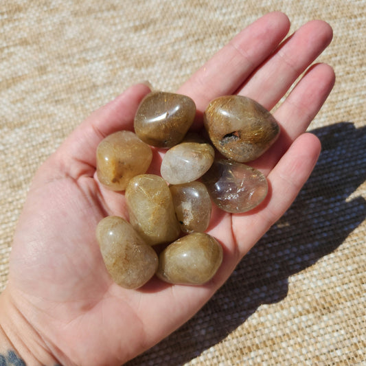 Golden Rutile in Quartz Tumble