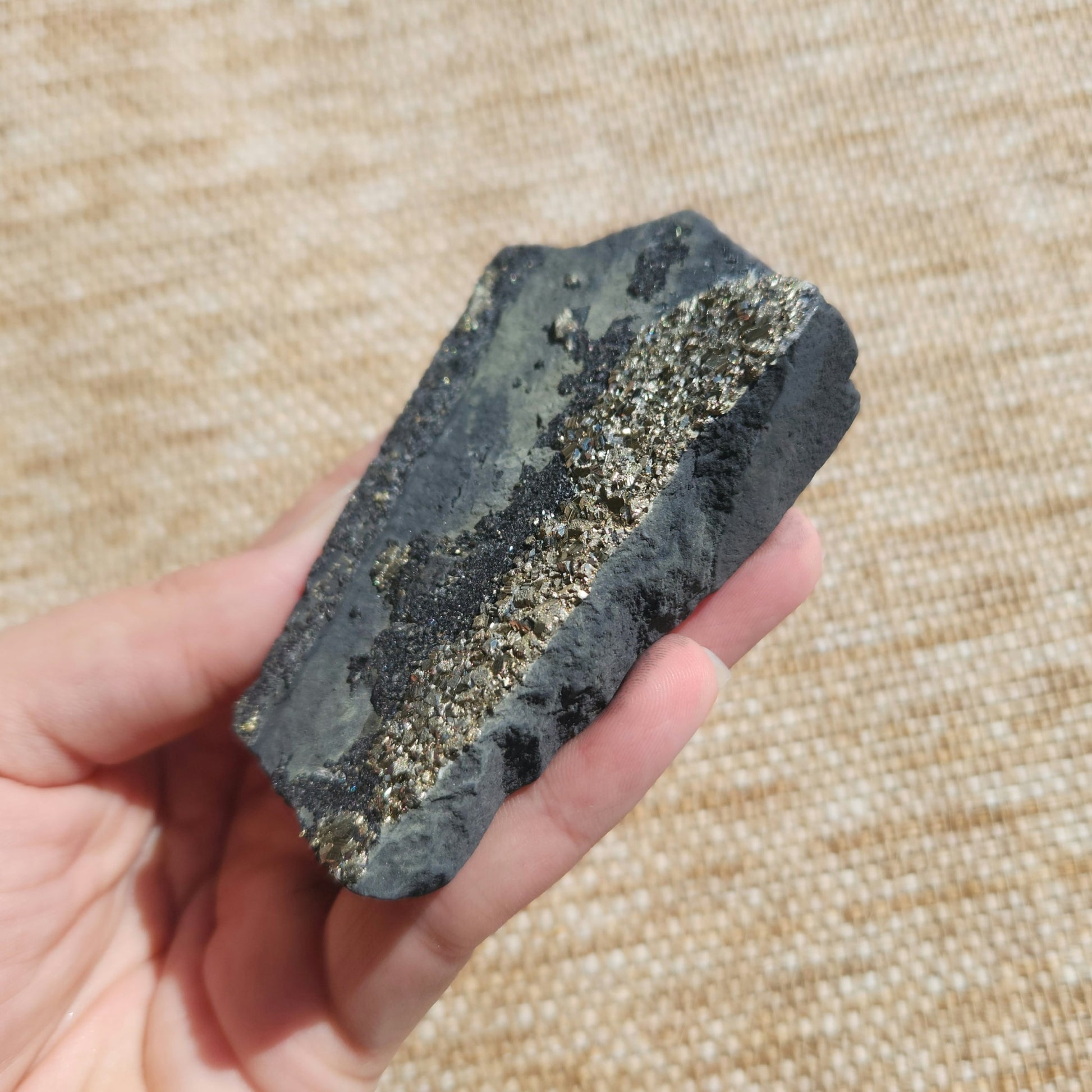 Pyrite on Shungite Rough 146g