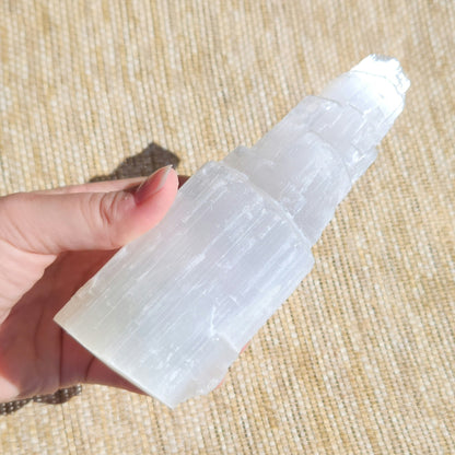 Selenite Tower 14cm with Uneven Base