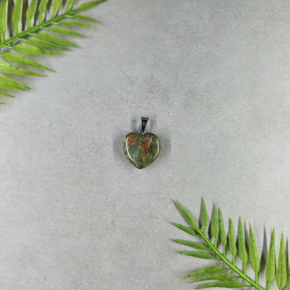 Unakite Heart Pendant