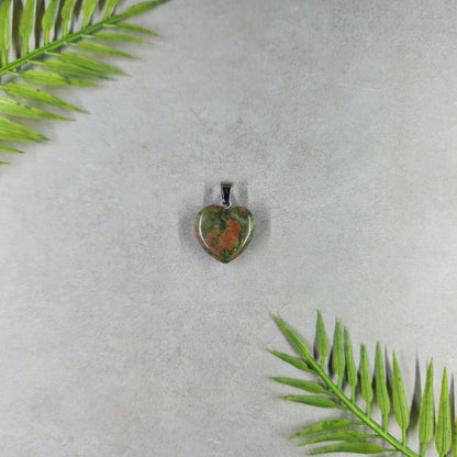 Unakite Heart Pendant