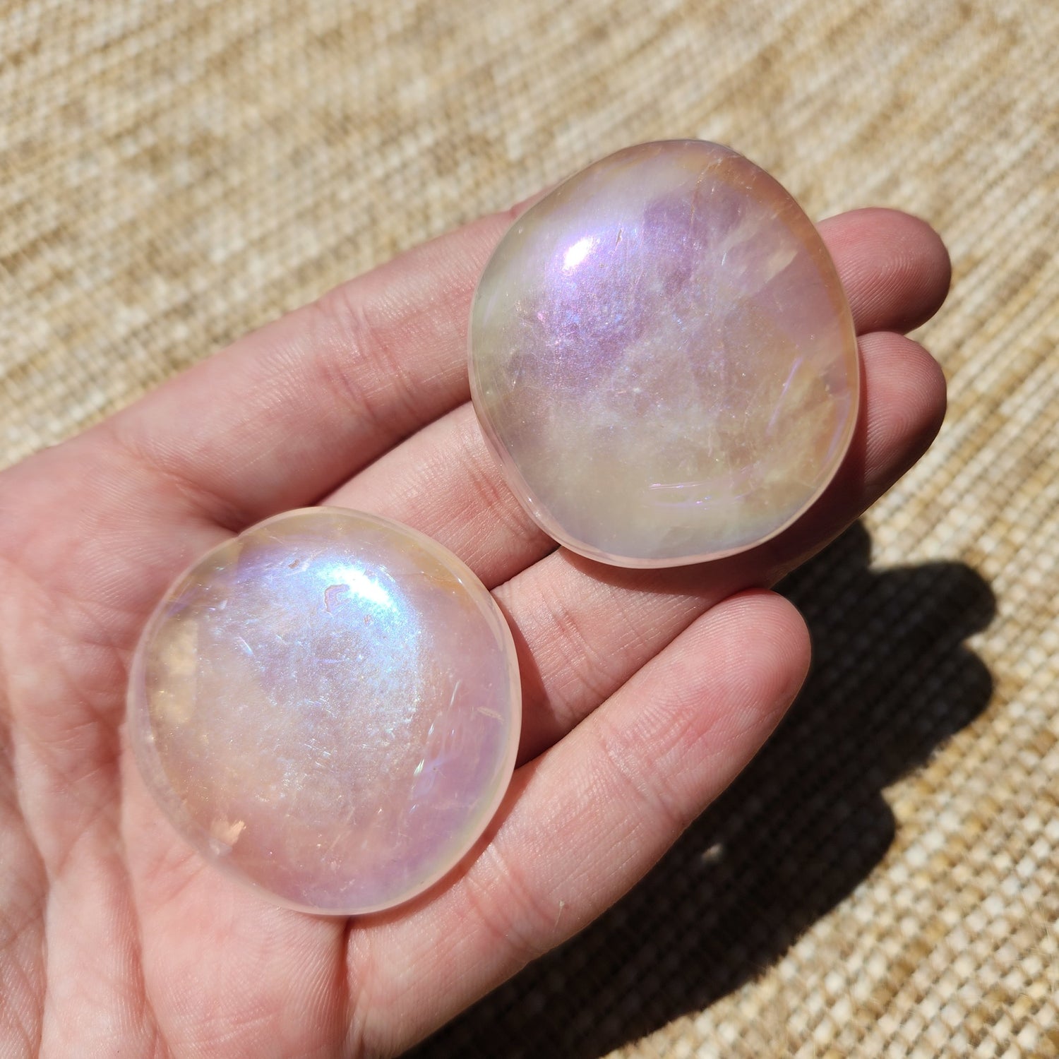 Aura Rose Quartz Flat Tumble