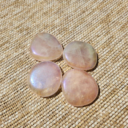 Aura Rose Quartz Flat Tumble