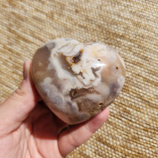 Flower Agate Heart 210g
