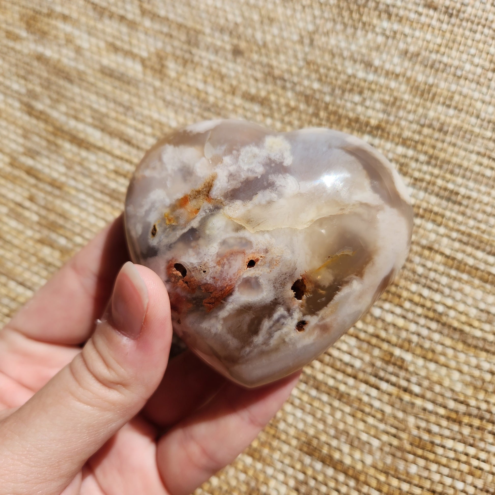 Flower Agate Heart 210g