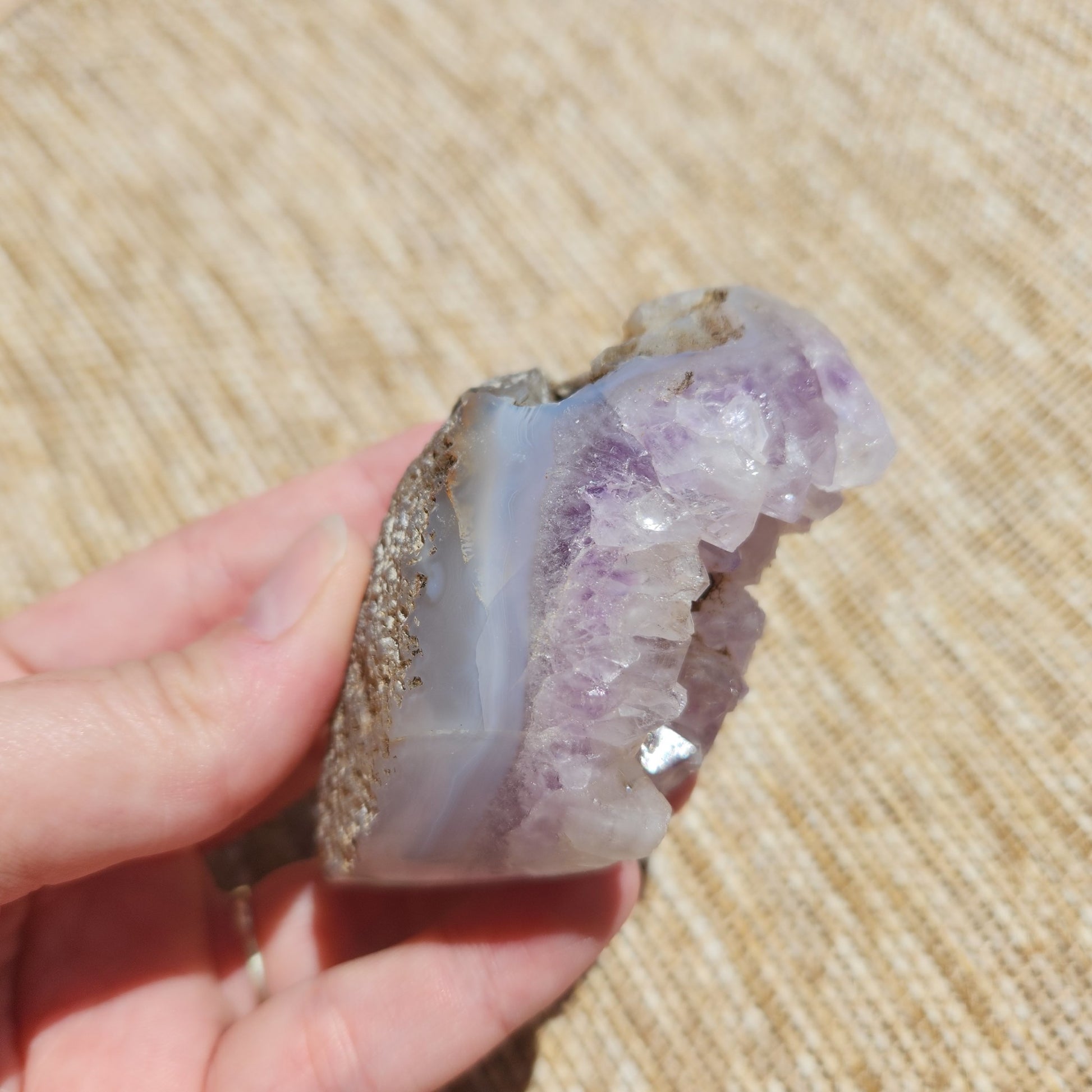 Orca Agate and Amethyst Polished Geode 199g