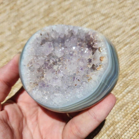 Orca Agate and Amethyst Polished Geode 363g