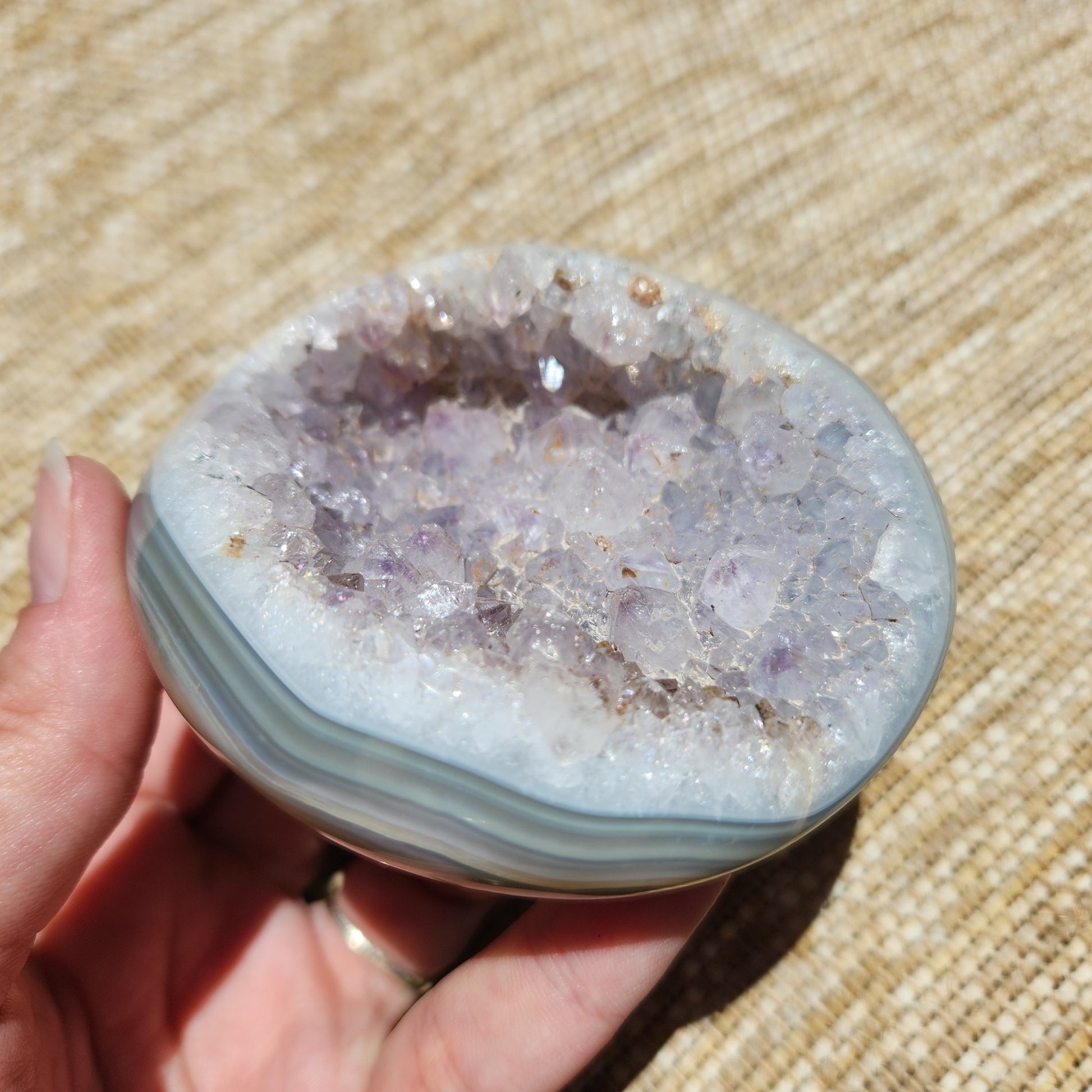 Orca Agate and Amethyst Polished Geode 363g