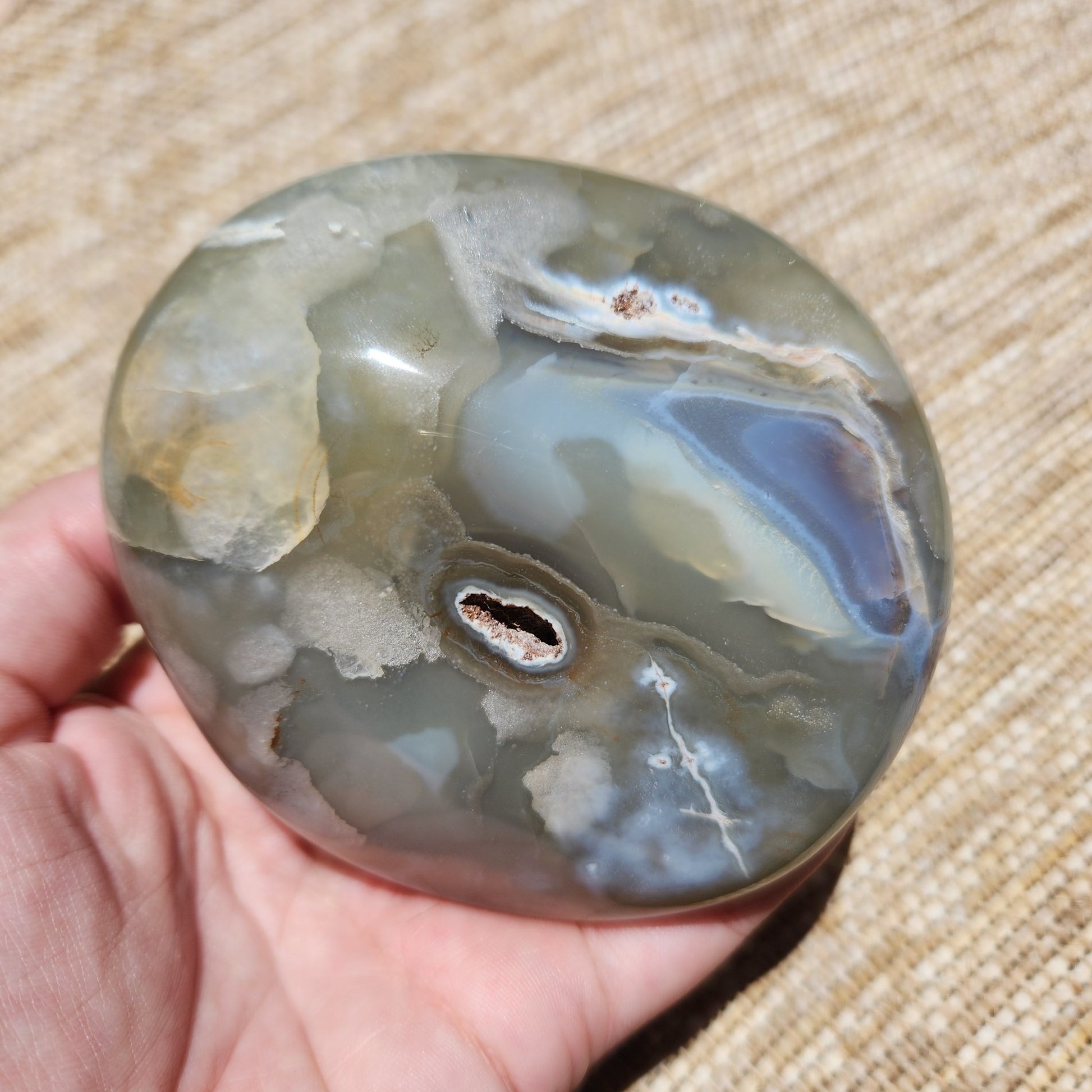 Orca Agate and Amethyst Polished Geode 363g