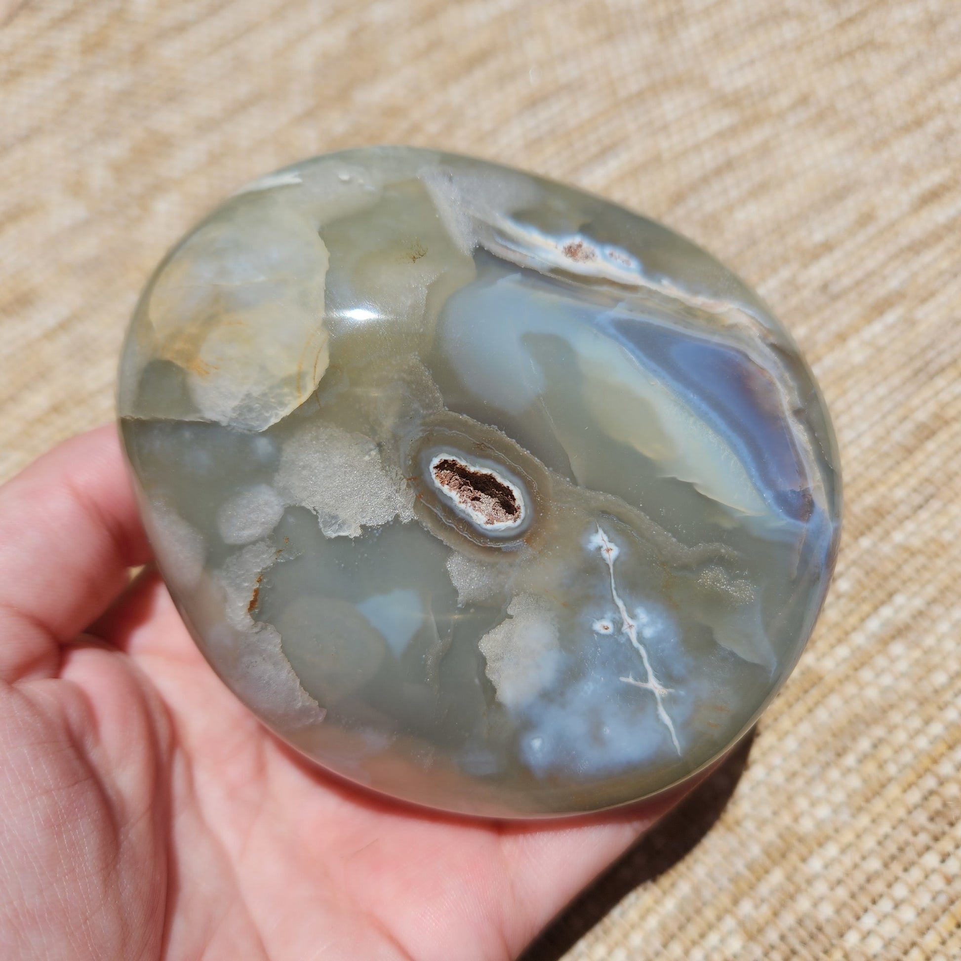 Orca Agate and Amethyst Polished Geode 363g