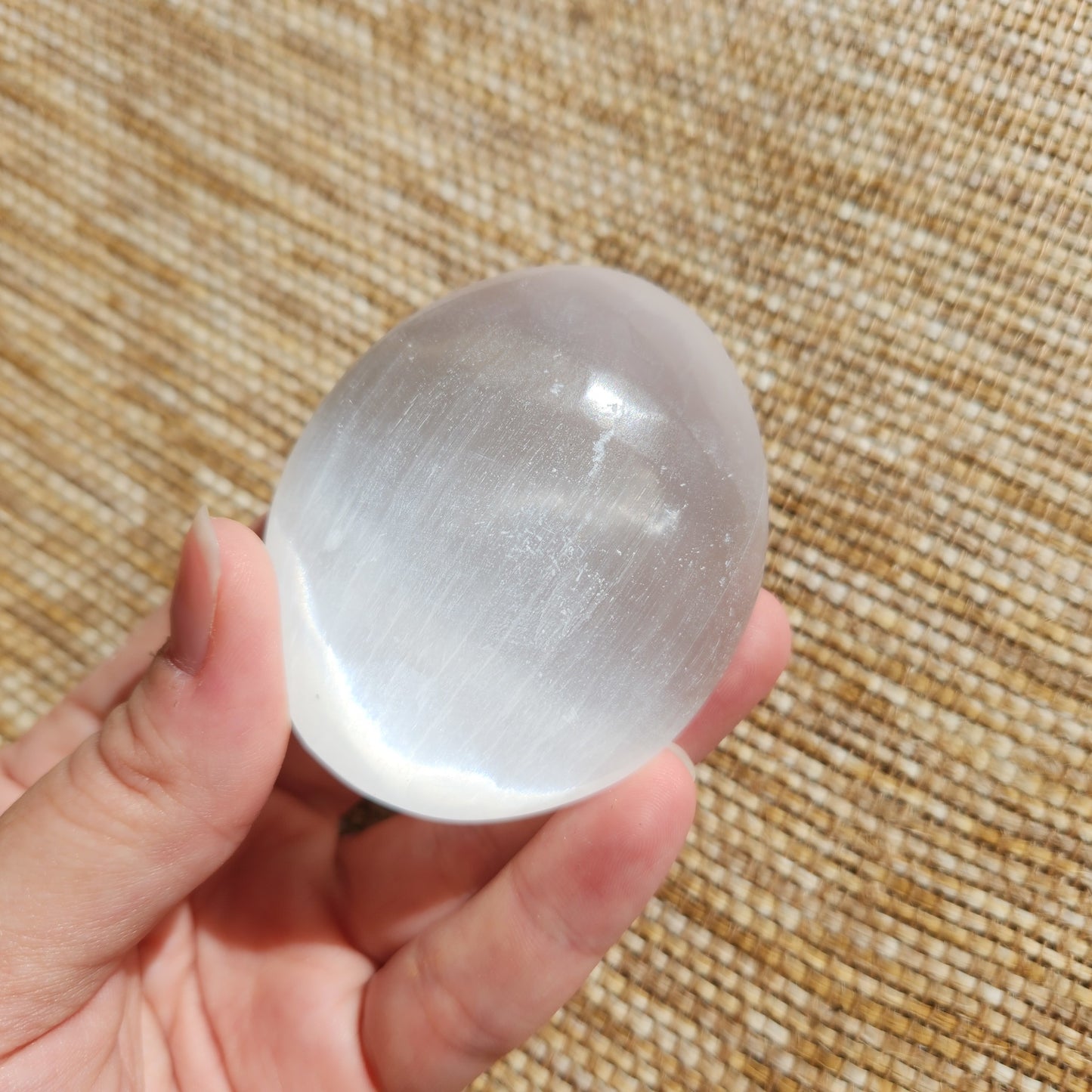 Selenite Palm Stone - Flower of Life
